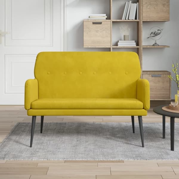 Bänk gul 108x79x79 cm sammet