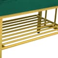 Miniatyrbild 6 av 6: Skobänk med sammetssits och robust metallram. Platsbesparande hallbänk med justerbara fötter