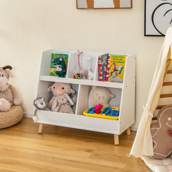 Lasten kirjahylly ja lelujärjestäjä, 31.5x14x28 tuumaa, valkoinen