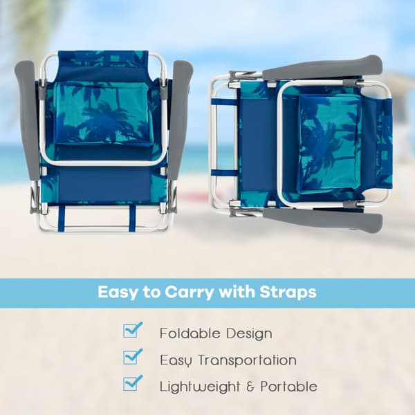 Udendørs sammenklappeligt strandbordstol sæt, 23,5"- 40" x 27" x 11"- 33", Marineblå
