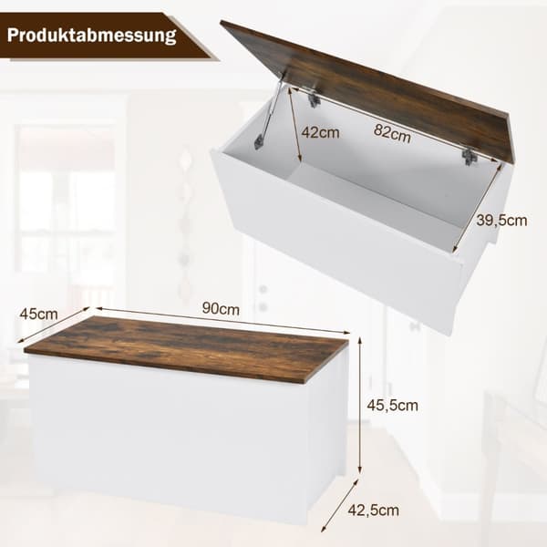 Arkku Penkki, 90x45x45.5 cm, Rustiikkinen Ruskea ja Valkoinen