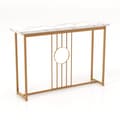 Miniatyrbillede 4 af 8: Indgangsbord, Moderne Imiteret Marmorbordplade, 47x12x31,5 tommer, Hvid, Guld