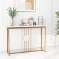 Miniatyrbillede 2 af 8: Indgangsbord, Moderne Imiteret Marmorbordplade, 47x12x31,5 tommer, Hvid, Guld