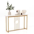 Miniatyrbillede 1 af 8: Indgangsbord, Moderne Imiteret Marmorbordplade, 47x12x31,5 tommer, Hvid, Guld
