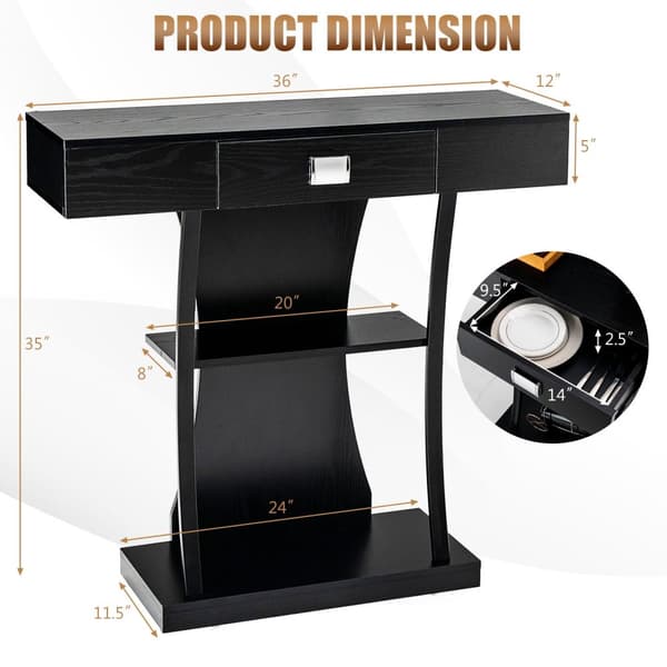Konsolbord, 36x12x35 tommer, Brun