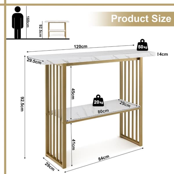 Soffbord, 120x29x92.5 cm, Vit
