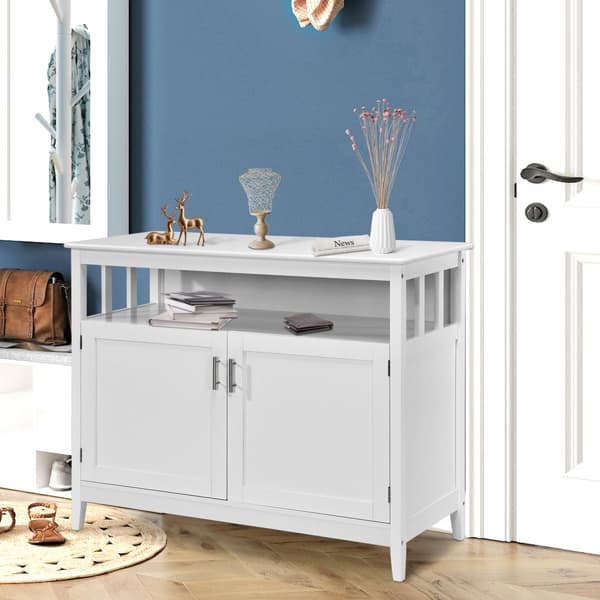 2-dørs sideboard, 114x51x91 cm, hvid/brun