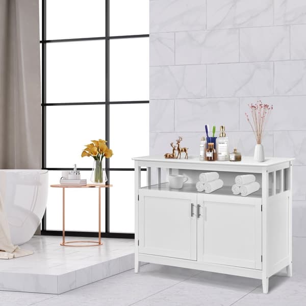 2-dørs sideboard, 114x51x91 cm, hvid/brun