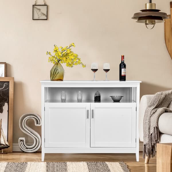 2-dørs sideboard, 114x51x91 cm, hvid/brun