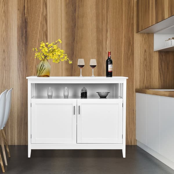 2-dørs sideboard, 114x51x91 cm, hvid/brun