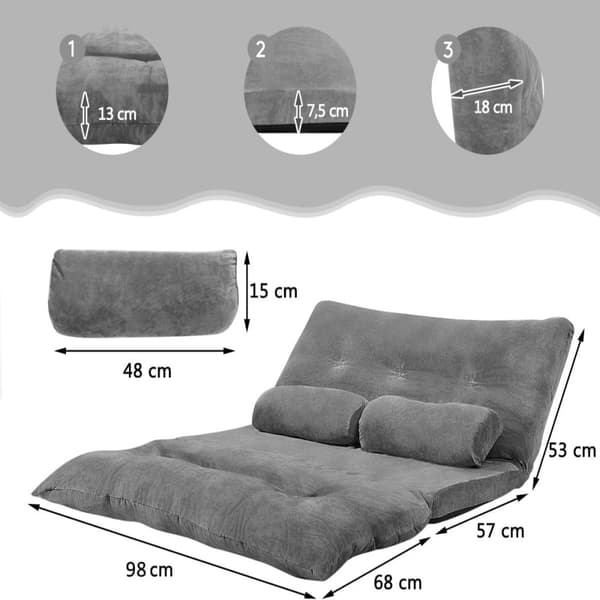 Gulvsofa, 178x98x18 cm, Grå
