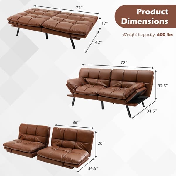 Bäddsoffa, 183x88x83 cm, Brun