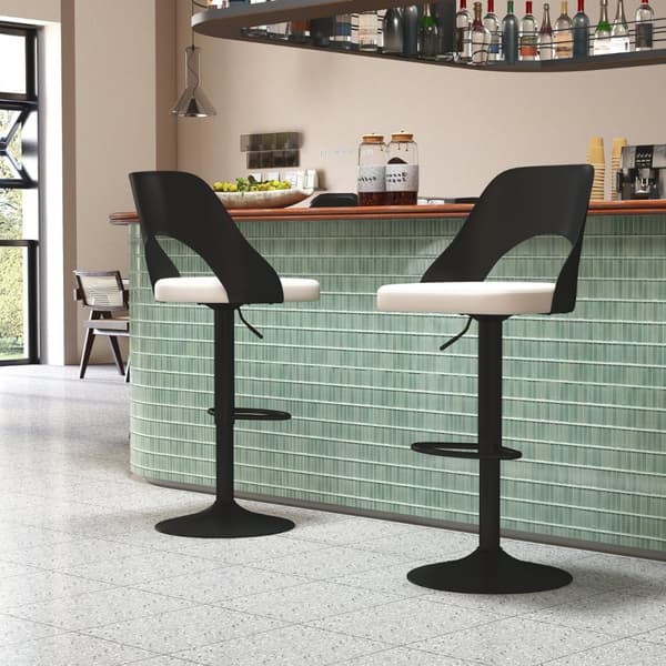 Barstolar, Set med 2 Barstolar, 44x50x91 cm, Svart och Vit