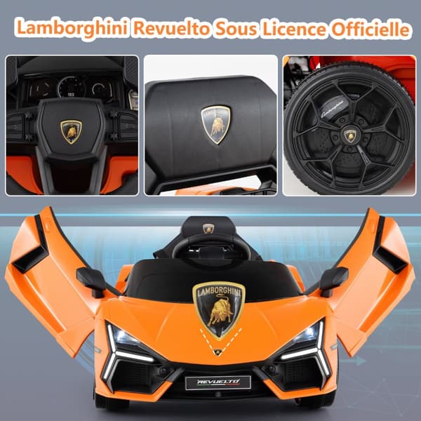Elektrisk bil til børn, Lamborghini Revuelto, 105x60x40 cm, Orange