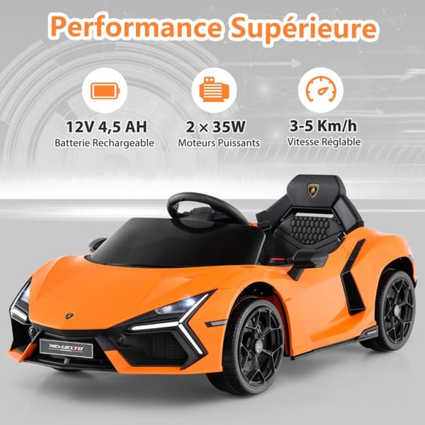 Elektrisk bil til børn, Lamborghini Revuelto, 105x60x40 cm, Orange
