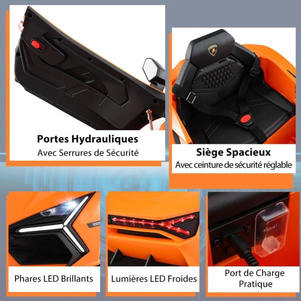 Elektrisk bil til børn, Lamborghini Revuelto, 105x60x40 cm, Orange