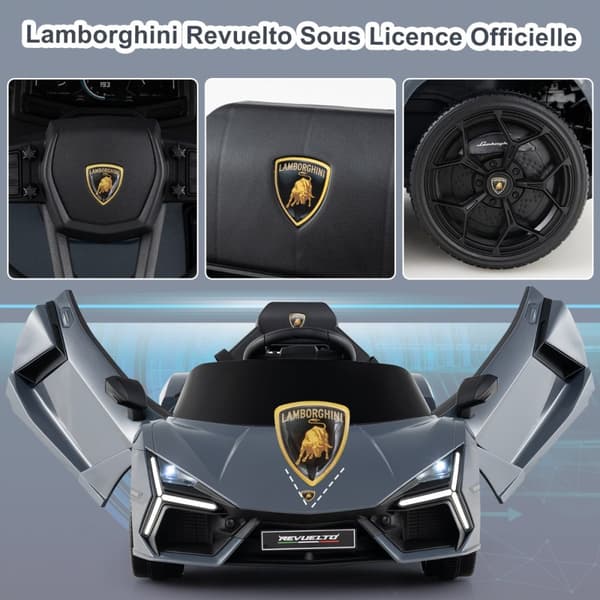 Elbil för barn, Lamborghini Revuelto, 105x60x40 cm, Grå