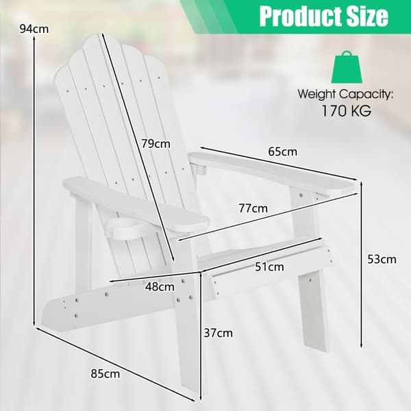 Adirondack Stol, 85x77x94 cm, Hvid