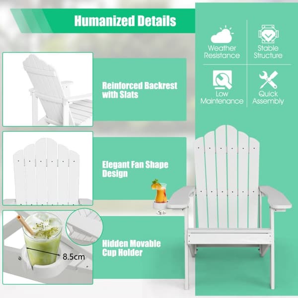 Adirondack Stol, 85x77x94 cm, Hvid