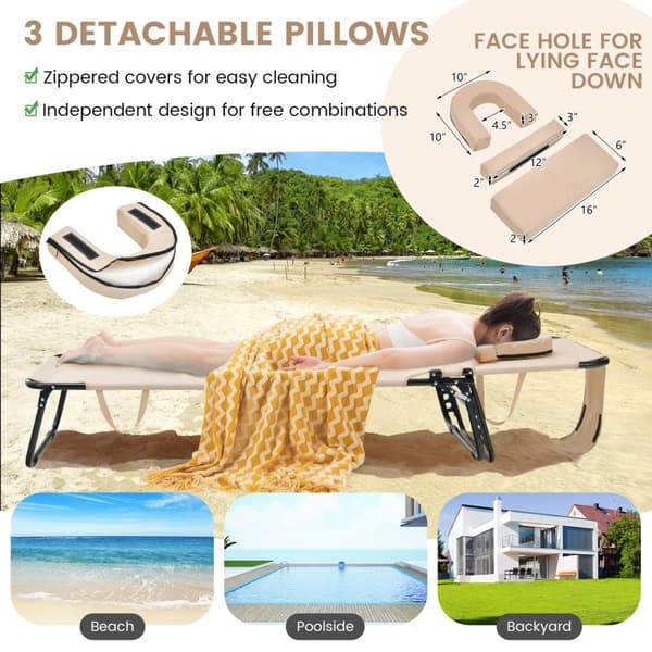 Strand solstol, 63x142-194x92-37 cm, 73x63x16 cm, Beige