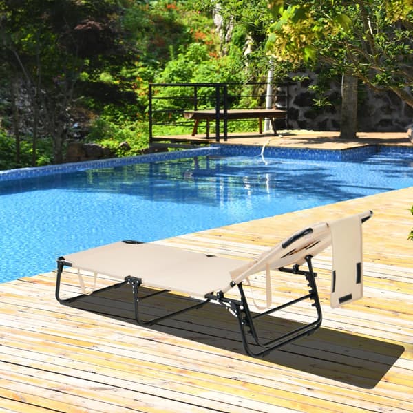 Strand solstol, 63x142-194x92-37 cm, 73x63x16 cm, Beige