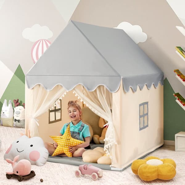 Leg telt, Børnenes store legeslot fe telt med måtte, 47x41x55 tommer, Beige