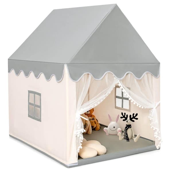 Leg telt, Børnenes store legeslot fe telt med måtte, 47x41x55 tommer, Beige