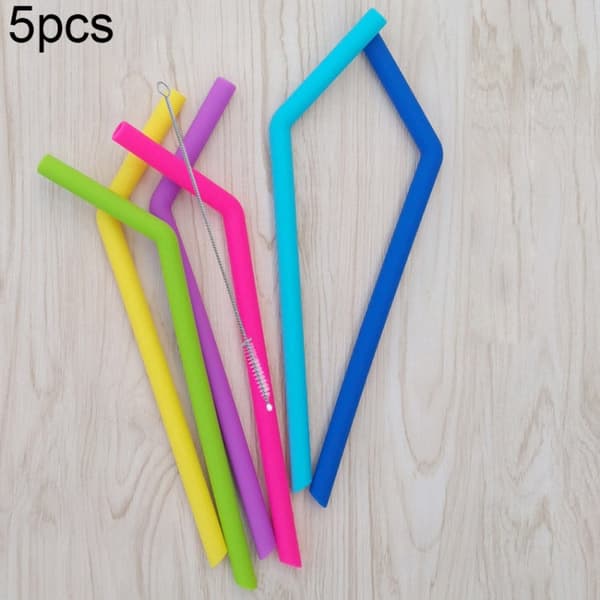 20 PCS Food Grade Silicone Straws Cartoon Colorful Drink Tools with 1 Brush, Crude Bend Pipe, Length: 25cm, Outer Diameter: 7.8mm, Inner Diameter: 5mm