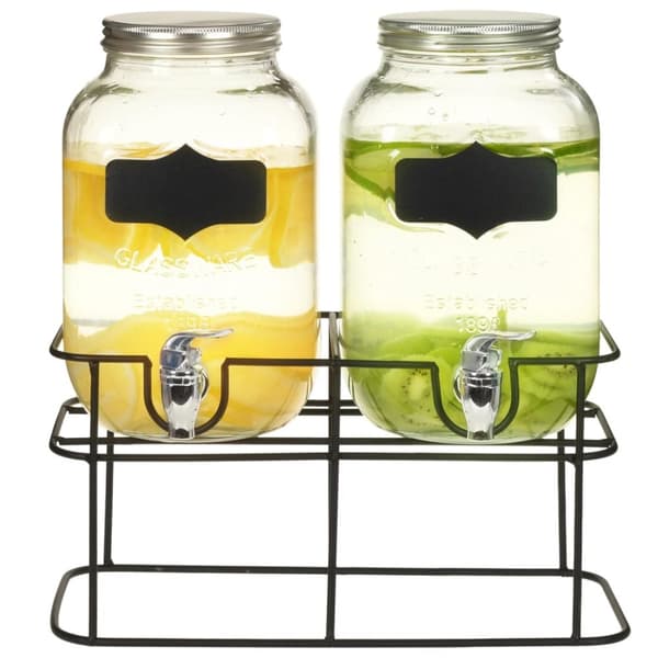 The Living Store Glasbehållare 2 st med stativ 2 x 4 L -  Dryckesautomater
