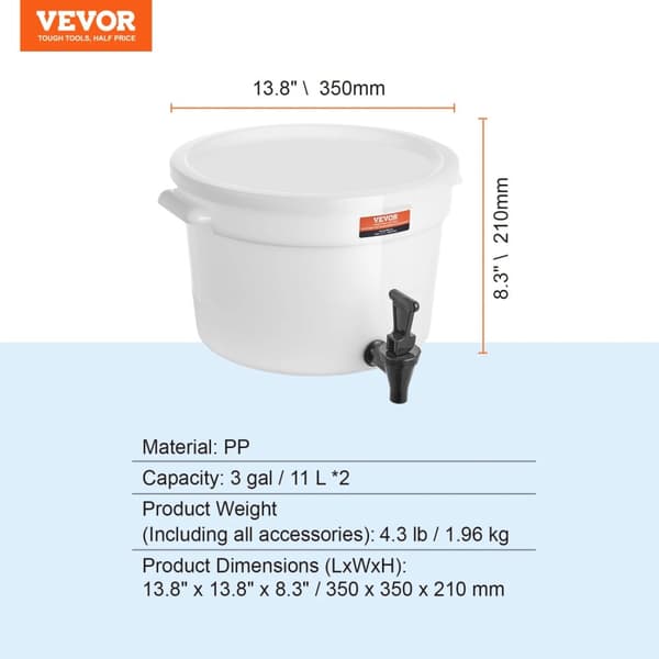 VEVOR Drikkevaredispenser, 3 Gallon Kapacitet, Nem Hældesvamp,5gal
