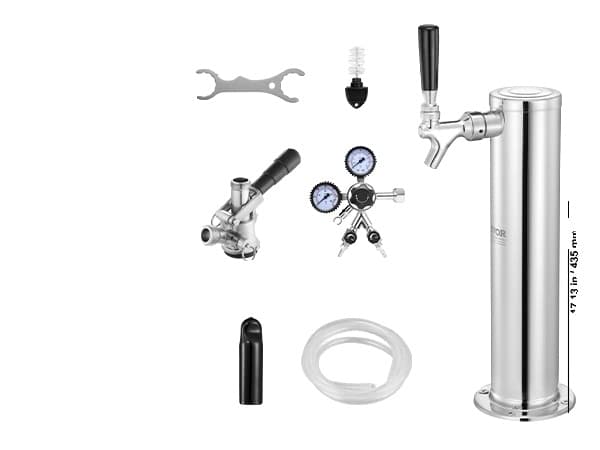 VEVOR Kegerator-tornisarja, ruostumattomasta teräksestä, kaksoismittariregulaattori,2 hanan S tiputusastia