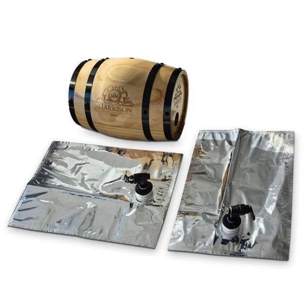 Vin-distributör - Ej specificerat - Fat 3L - 2 påsar ingår - 2 kranar - Tallträ