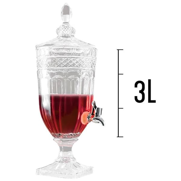 Saftfontän - GlassWare - 3L - Stöttåligt Glas - Metallkran - Transparent