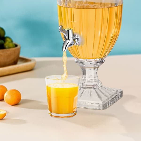Saftfontän - GlassWare - 3L - Stöttåligt Glas - Metallkran - Transparent