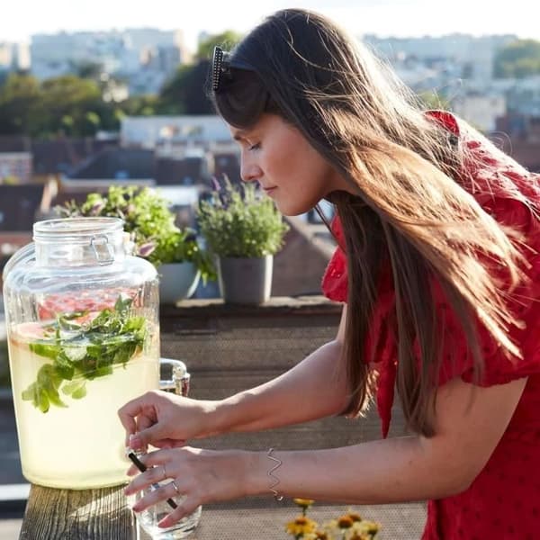 Dryckesdispenser - POINT-VIRGULE - Glas med Kran - 8L - För Cocktails och Iste