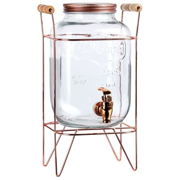 Dryckesdistributör - VILDE - 4,2 L - Tjockt glas - Guldkran - Insektskyddande lock