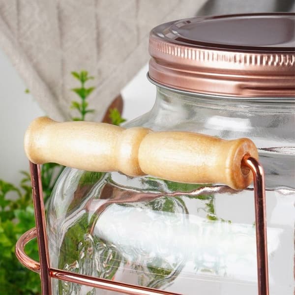 Dryckesdistributör - VILDE - 4,2 L - Tjockt glas - Guldkran - Insektskyddande lock