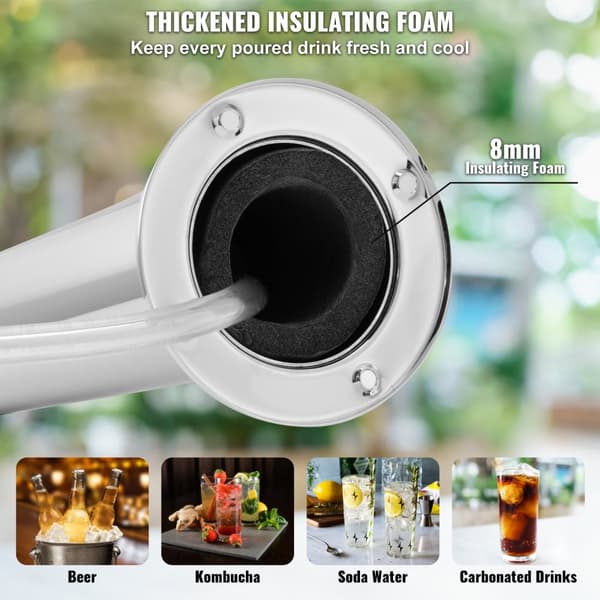 Kegerator Tower Kit, Dobbelt Taps, Rustfrit Stål Dispenser