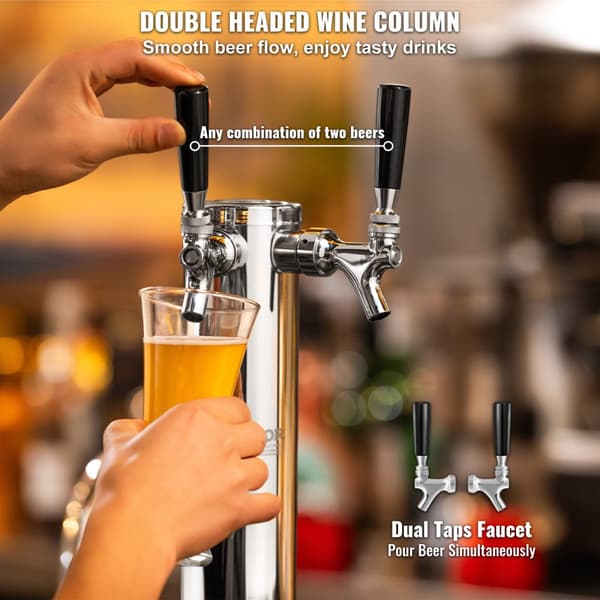 Kegerator Tower Kit, Dobbelt Taps, Rustfrit Stål Dispenser