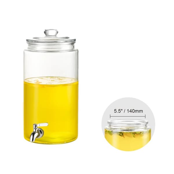 Drikkevare Dispenser, 2 Gallon Kapacitet, Holdbart Glas Design, Nemt-Hæld Rustfrit Stål Spigot,2 gallon