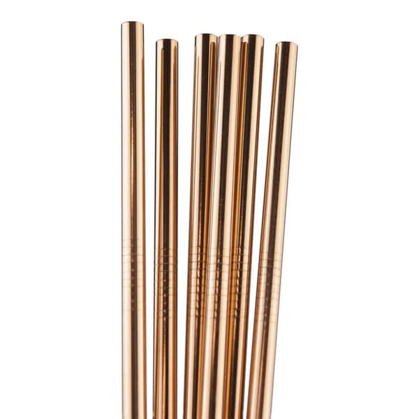 6x Raka Metall Sugrör - Rose
