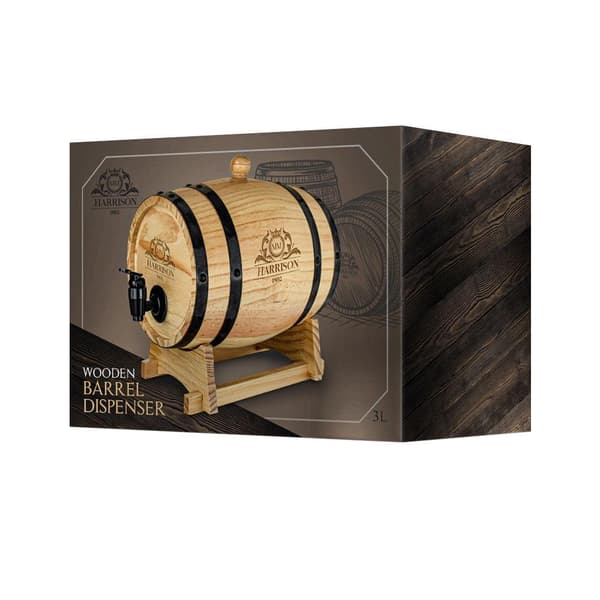 Vin- og Whiskytønne med Kran - Tre - 3 L