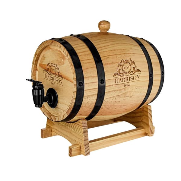 Vin- og Whiskytønde med Hane - Træ - 3 L