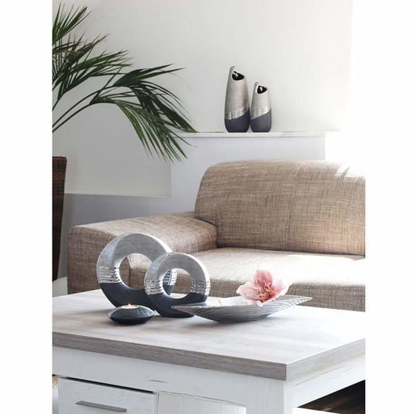 Frukthållare - fruktskål Dekohelden24 - 213254-41 - Modern dekorativ keramikskål - Silvergrå - 41 cm