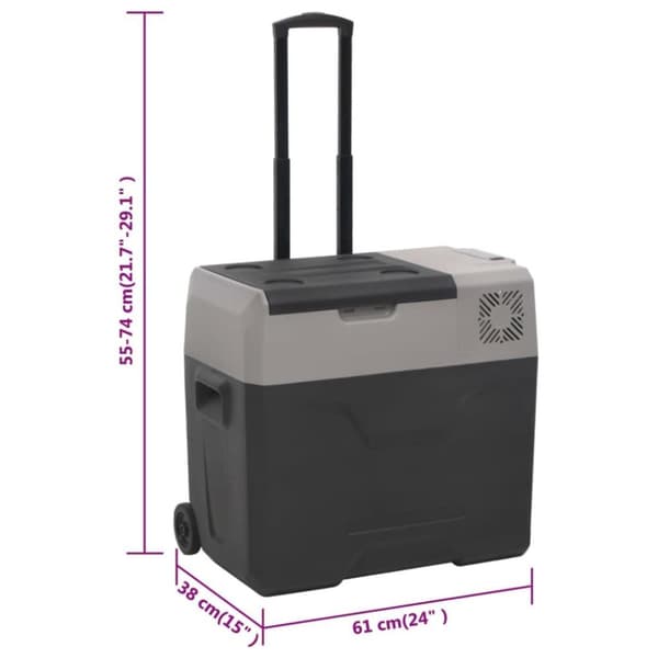 vidaXL Kylbox med hjul & handtag 50 L svart & grå polypropylen