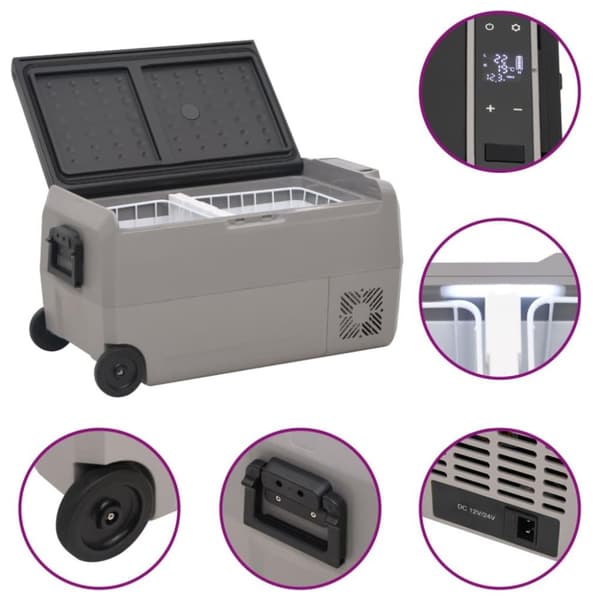 vidaXL Kylbox med hjul & handtag 50 L svart & grå PP & PE
