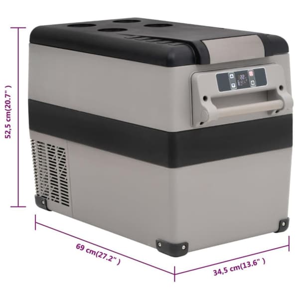 vidaXL Kylbox med handtag 55 L svart och grå PP & PE