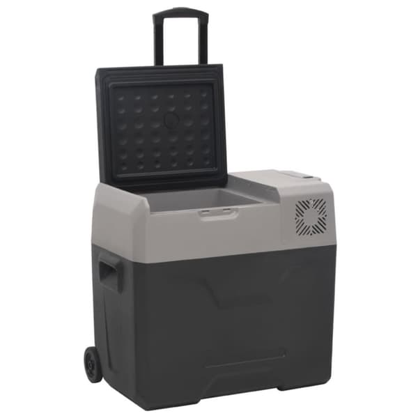 vidaXL Kylmälaukku pyörillä ja adapterilla mustaharmaa 30 l PP