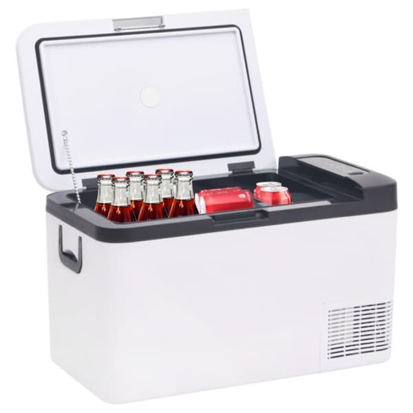 vidaXL Kylbox med handtag och adapter 18 L svart och vit PP & PE