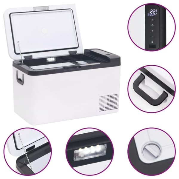 vidaXL Kylbox med handtag och adapter 25 L svart och vit PP & PE